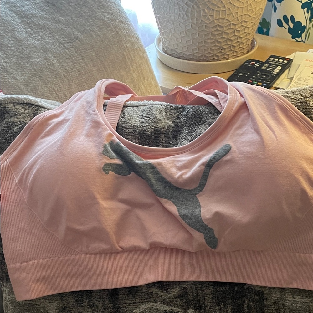 NWT Puma Light Pink Sports Top with Gray Logo
